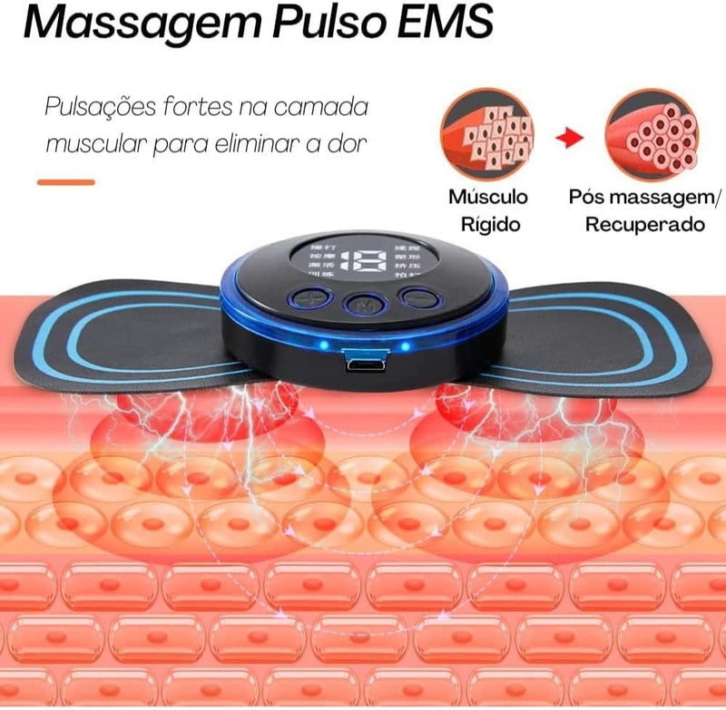 Kit Com 2 Mini Massageadores, Pulso Elétrico Portátil e Recarregável