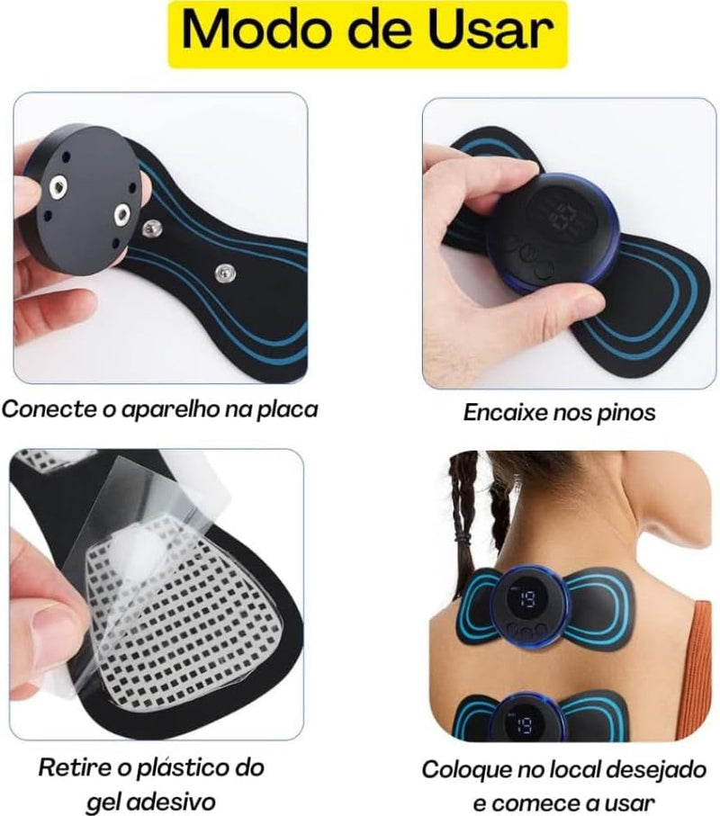 Kit Com 2 Mini Massageadores, Pulso Elétrico Portátil e Recarregável